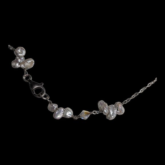 Vintage Aurora Borealis Crystal Pearl  and White Agate Drop Necklace Y-Necklace - Picture 7 of 12